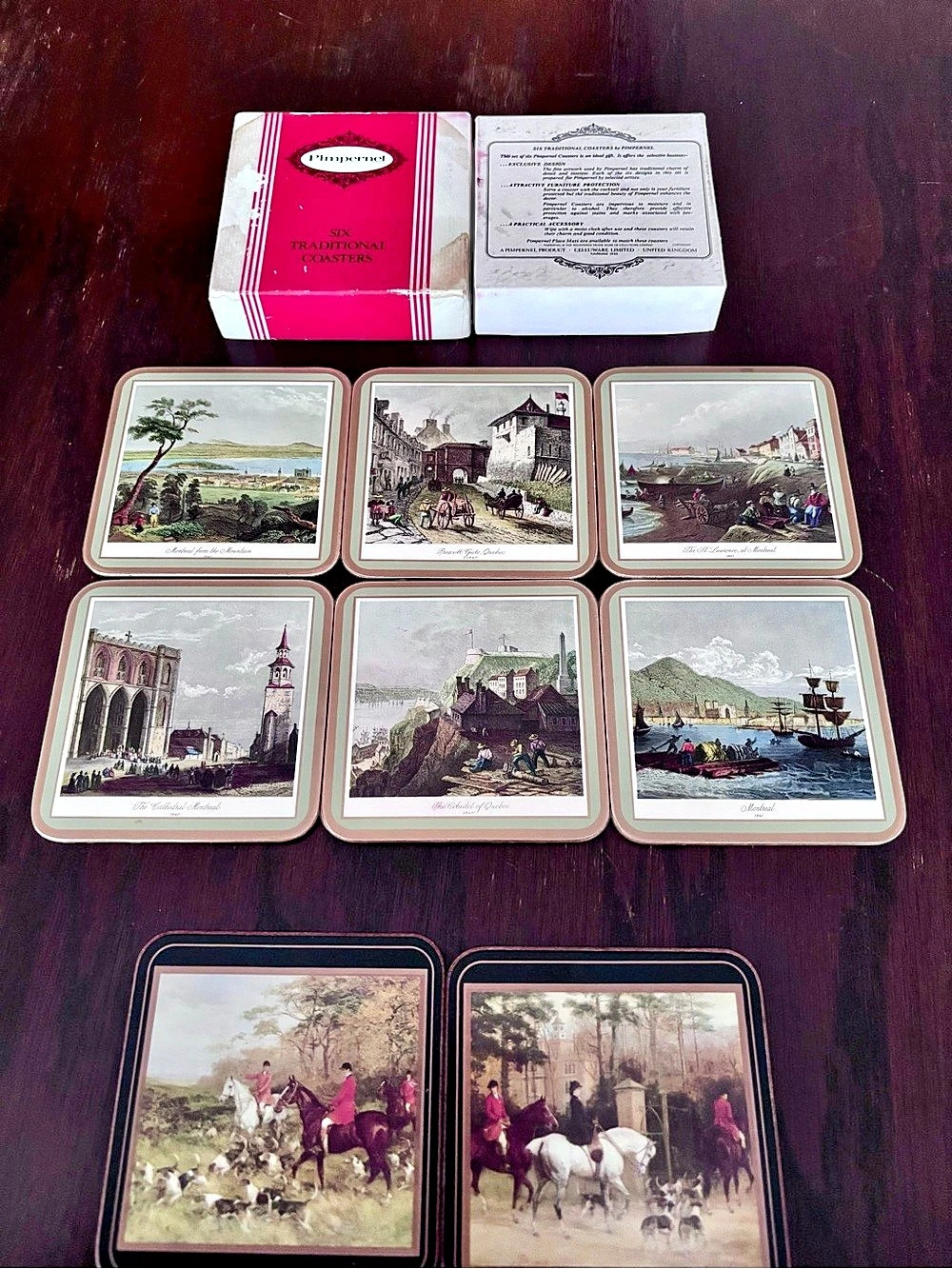 Vintage Pimpernel Coasters Quebec Set of 6 + Bonus